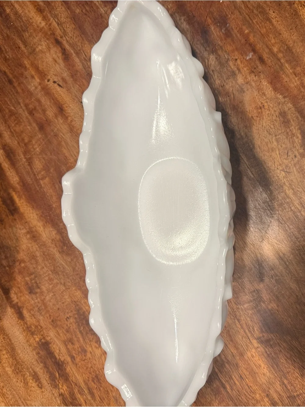 White Milk Glass Scalloped Bowl